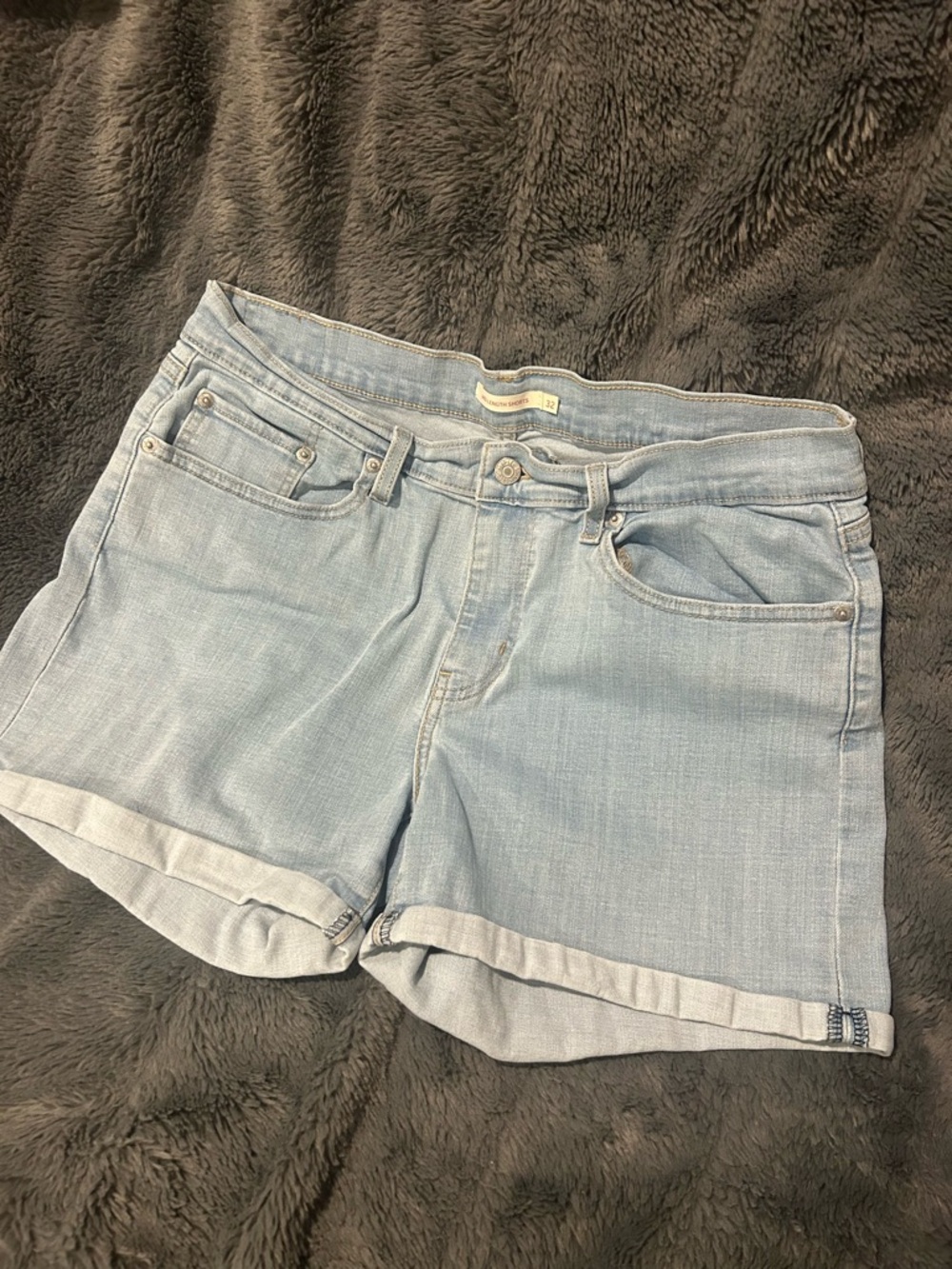 Levi's Light Blue Cuffed Denim Shorts